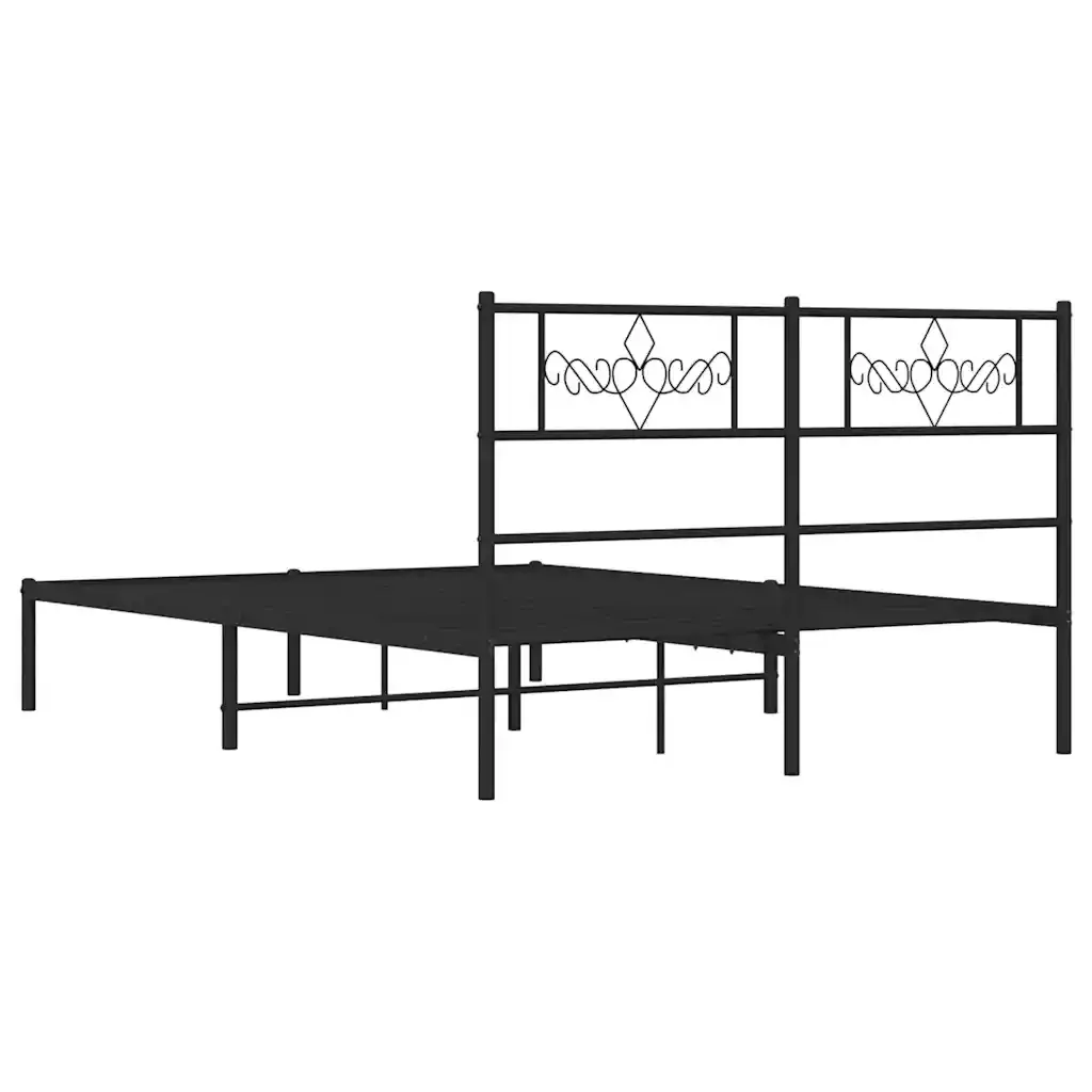 Letto matrimoniale | Letto per adulti | Giroletto con Testiera in Metallo Nero 135x190 cm - Image 8