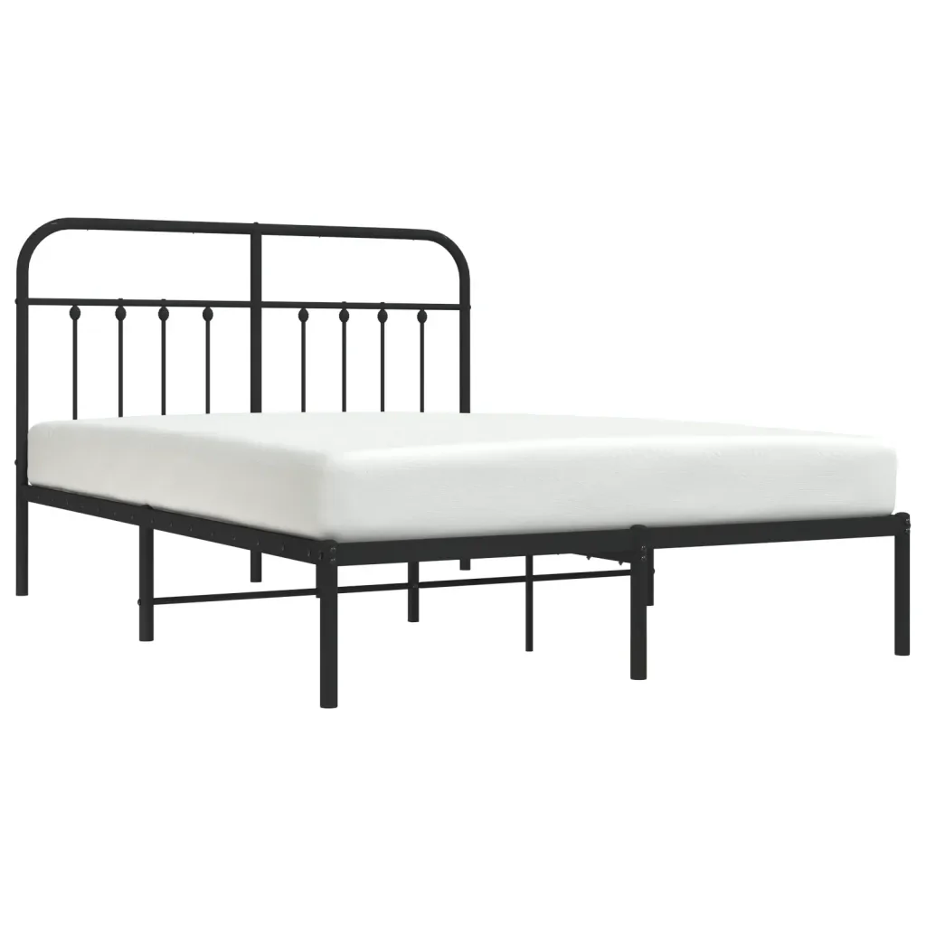 Letto matrimoniale | Letto per adulti | Giroletto con Testiera in Metallo Nero 140x190 cm - Image 5