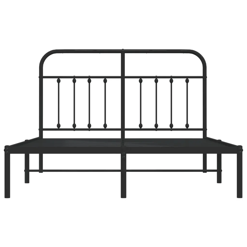 Letto matrimoniale | Letto per adulti | Giroletto con Testiera in Metallo Nero 140x190 cm - Image 6