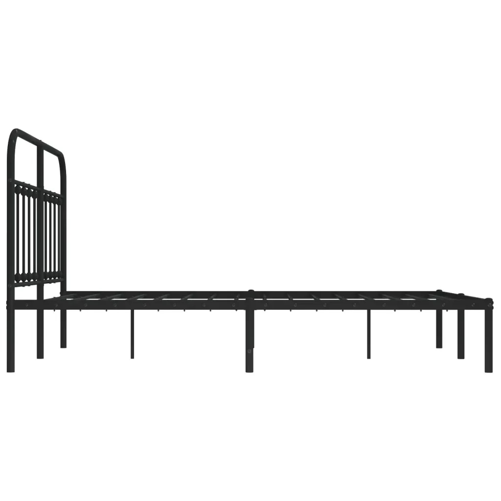 Letto matrimoniale | Letto per adulti | Giroletto con Testiera in Metallo Nero 140x190 cm - Image 7