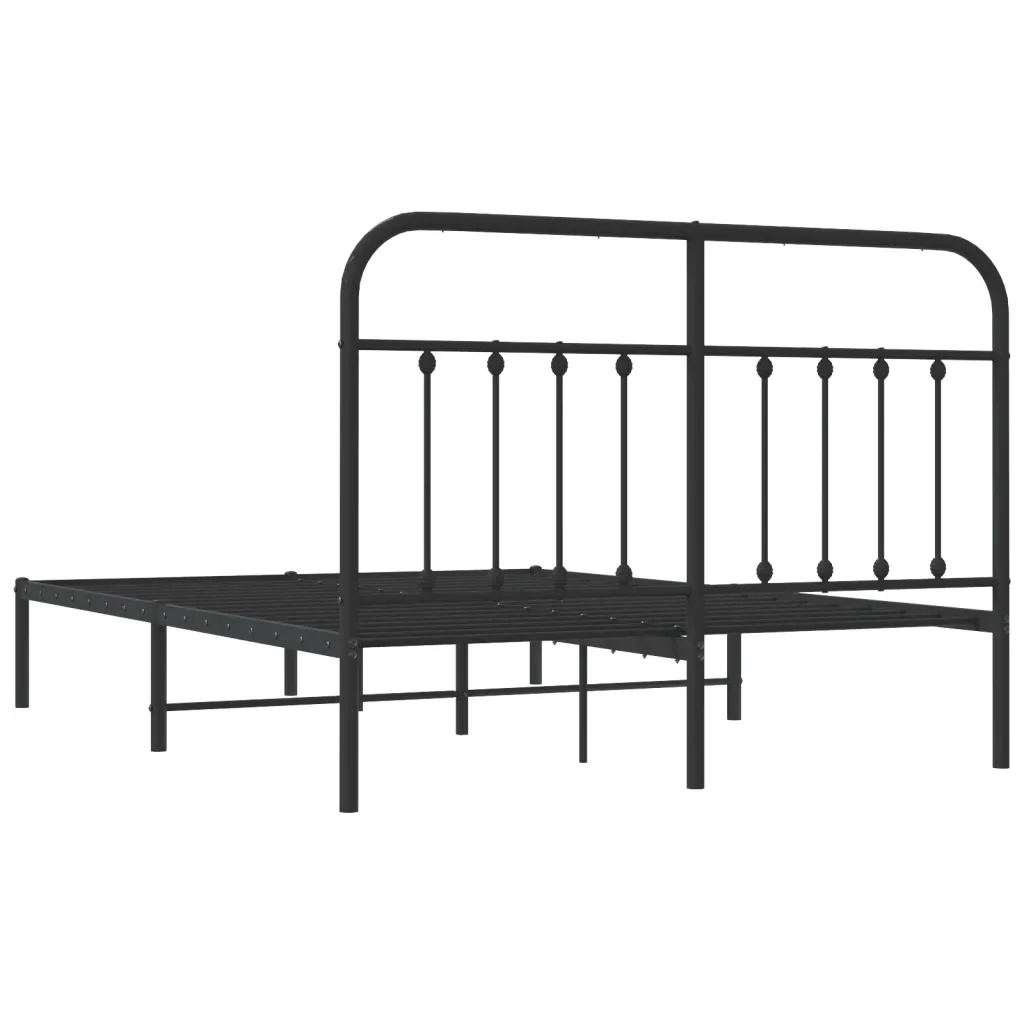 Letto matrimoniale | Letto per adulti | Giroletto con Testiera in Metallo Nero 140x190 cm - Image 8