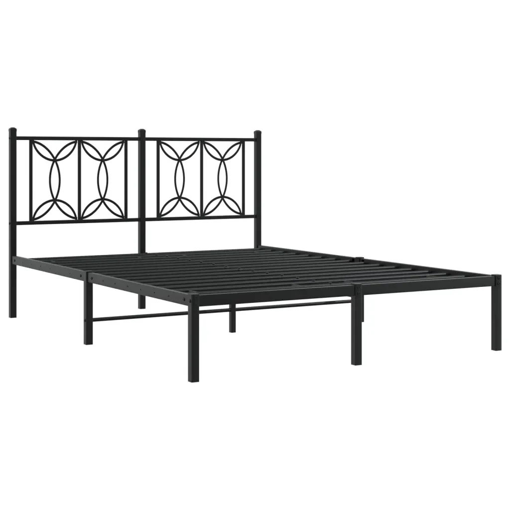 Letto matrimoniale | Letto per adulti | Giroletto con Testiera in Metallo Nero 140x190 cm - Image 3