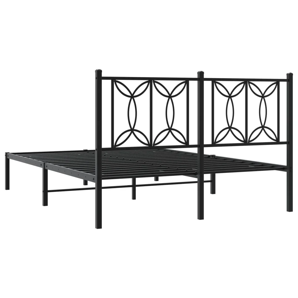 Letto matrimoniale | Letto per adulti | Giroletto con Testiera in Metallo Nero 140x190 cm - Image 6