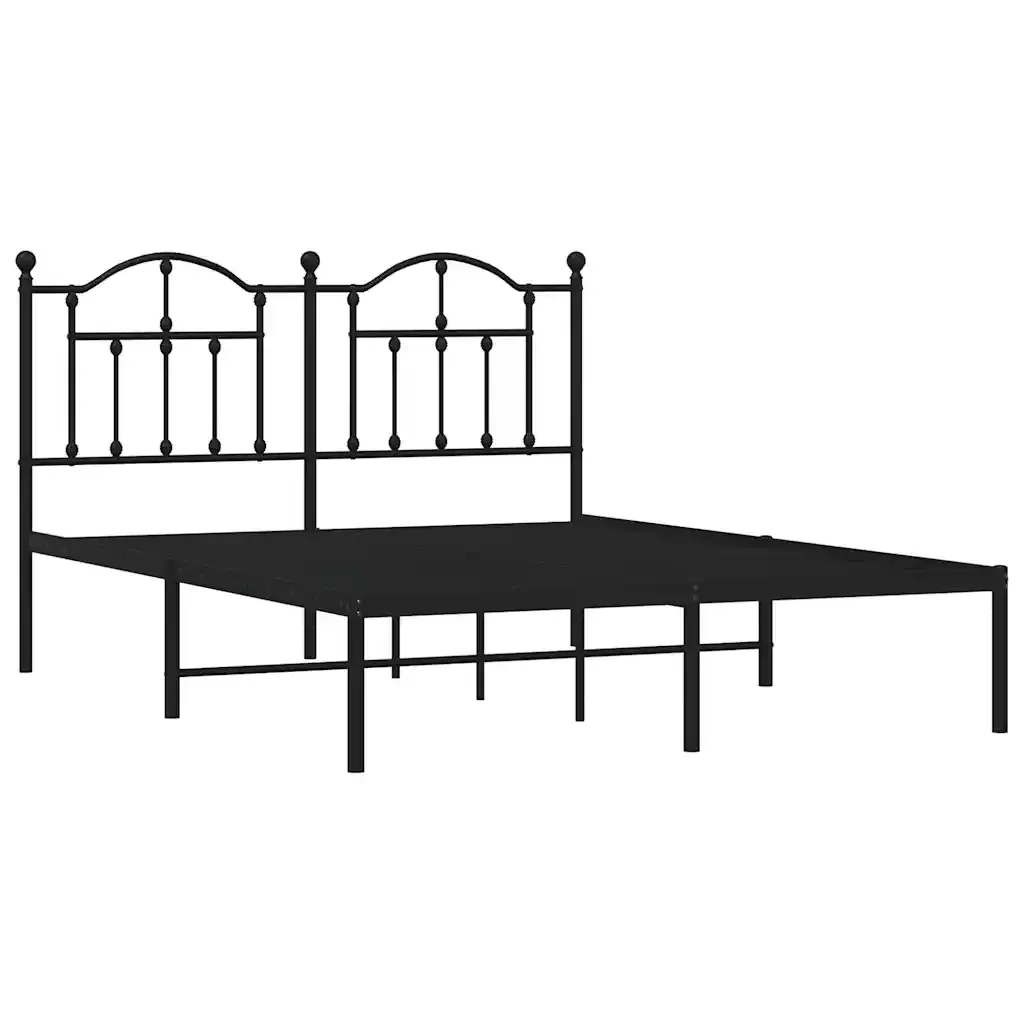 Letto matrimoniale | Letto per adulti | Giroletto con Testiera in Metallo Nero 140x190 cm - Image 3