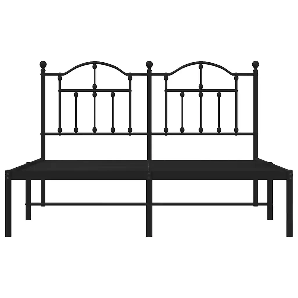 Letto matrimoniale | Letto per adulti | Giroletto con Testiera in Metallo Nero 140x190 cm - Image 5