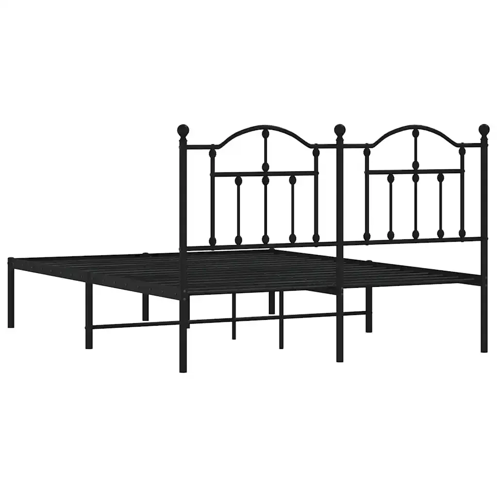 Letto matrimoniale | Letto per adulti | Giroletto con Testiera in Metallo Nero 140x190 cm - Image 7