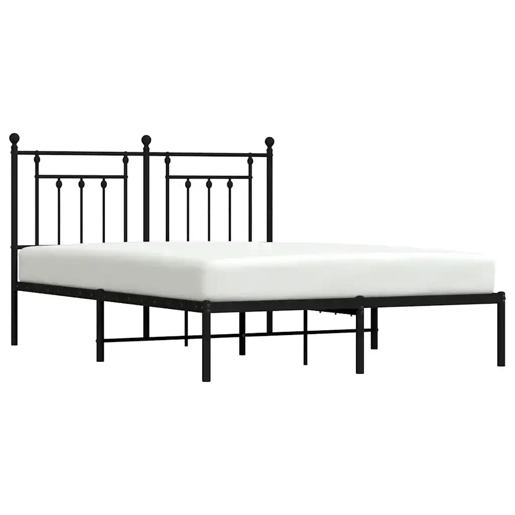 Letto matrimoniale | Letto per adulti | Giroletto con Testiera in Metallo Nero 140x190 cm - Image 5