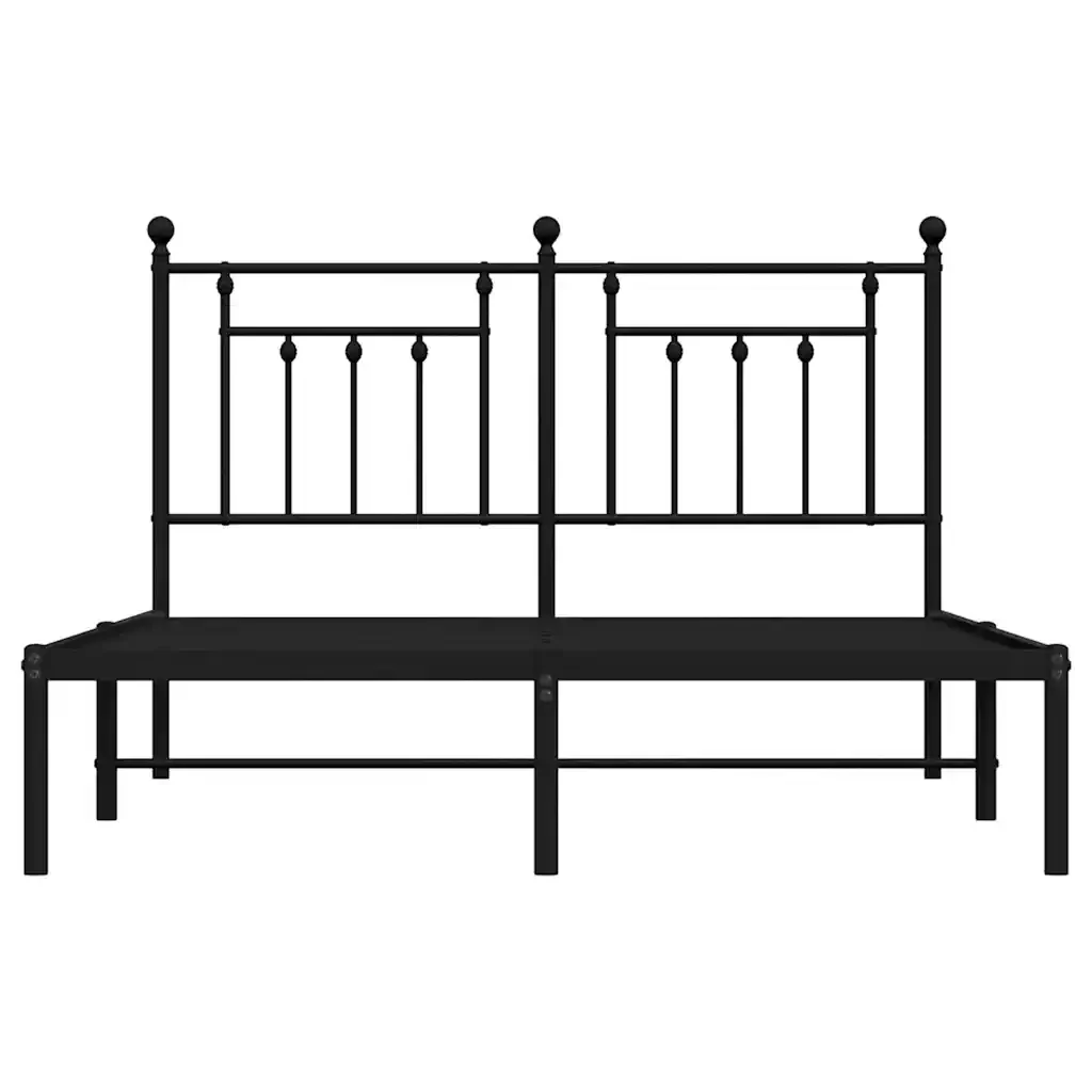 Letto matrimoniale | Letto per adulti | Giroletto con Testiera in Metallo Nero 140x190 cm - Image 6