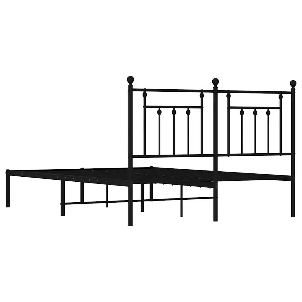 Letto matrimoniale | Letto per adulti | Giroletto con Testiera in Metallo Nero 140x190 cm - Image 8