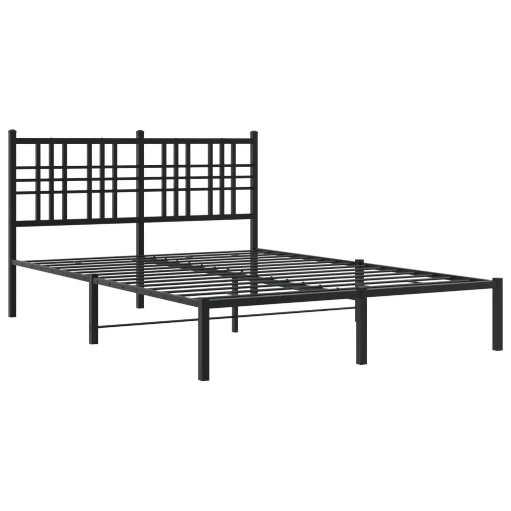 Letto matrimoniale | Letto per adulti | Giroletto con Testiera in Metallo Nero 140x190 cm - Image 3