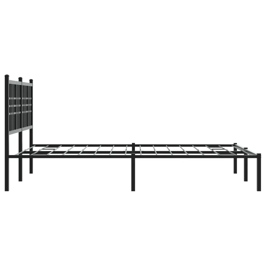 Letto matrimoniale | Letto per adulti | Giroletto con Testiera in Metallo Nero 140x190 cm - Image 5
