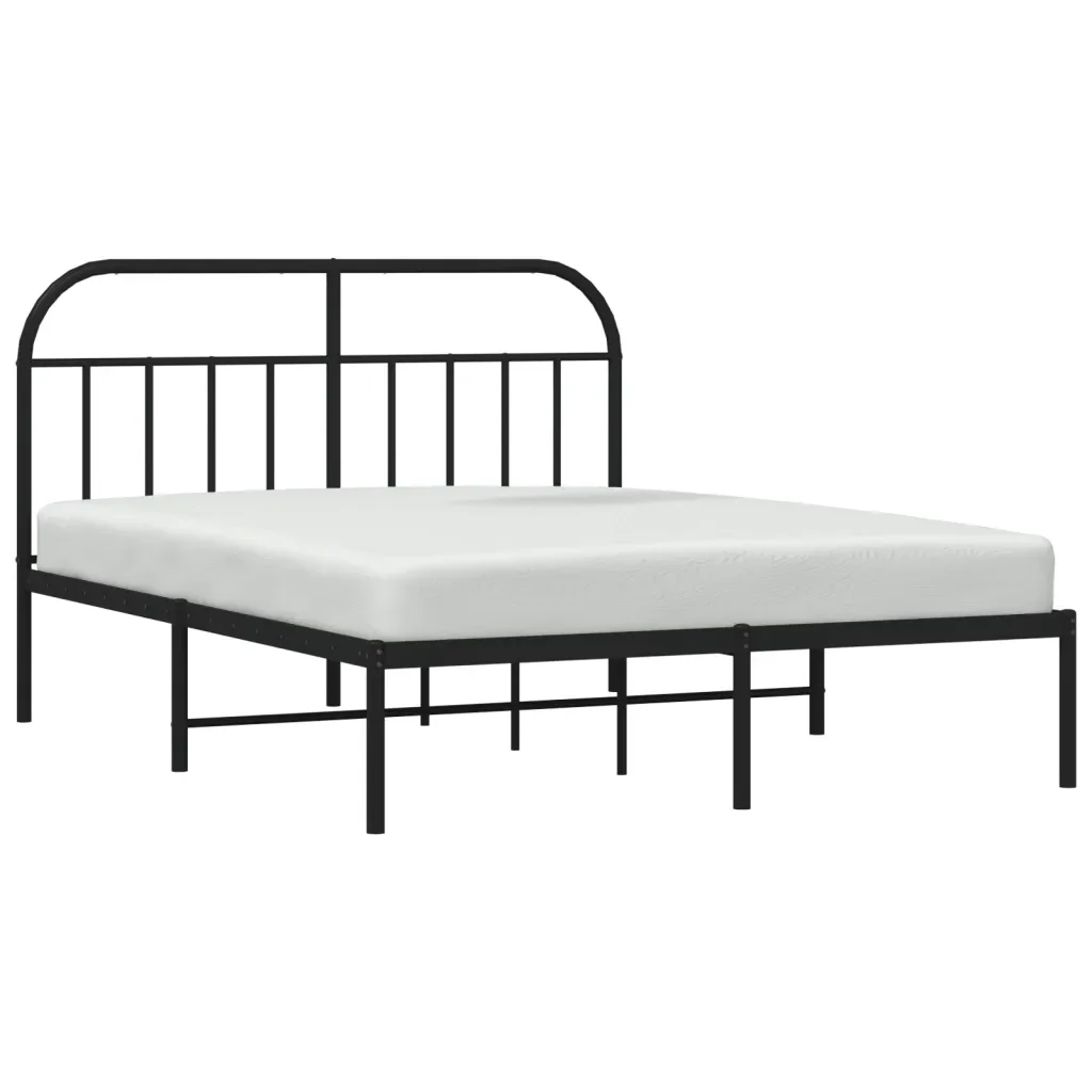 Letto matrimoniale | Letto per adulti | Giroletto con Testiera in Metallo Nero 140x190 cm - Image 5