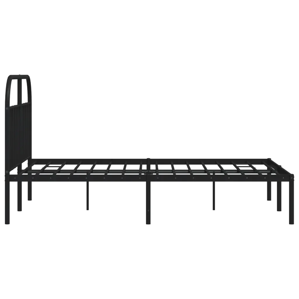 Letto matrimoniale | Letto per adulti | Giroletto con Testiera in Metallo Nero 140x190 cm - Image 7