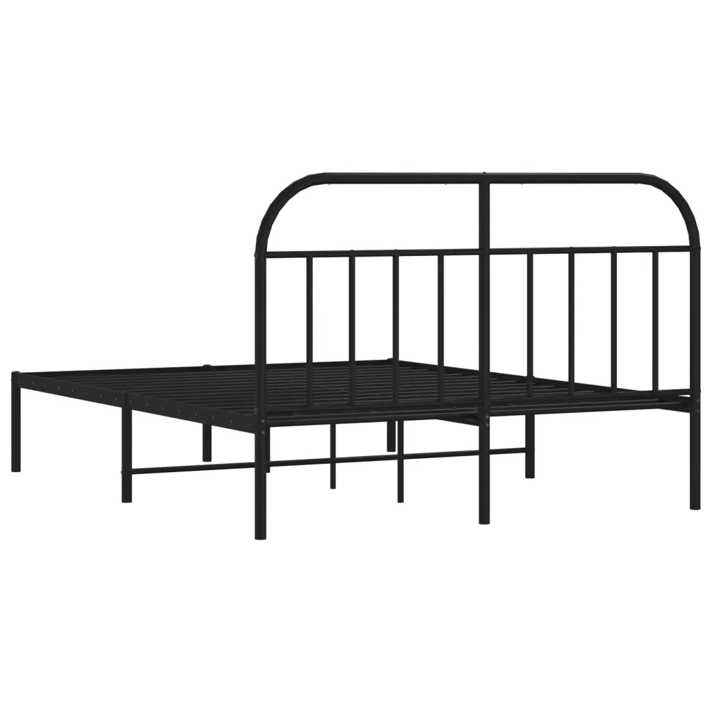 Letto matrimoniale | Letto per adulti | Giroletto con Testiera in Metallo Nero 140x190 cm - Image 8