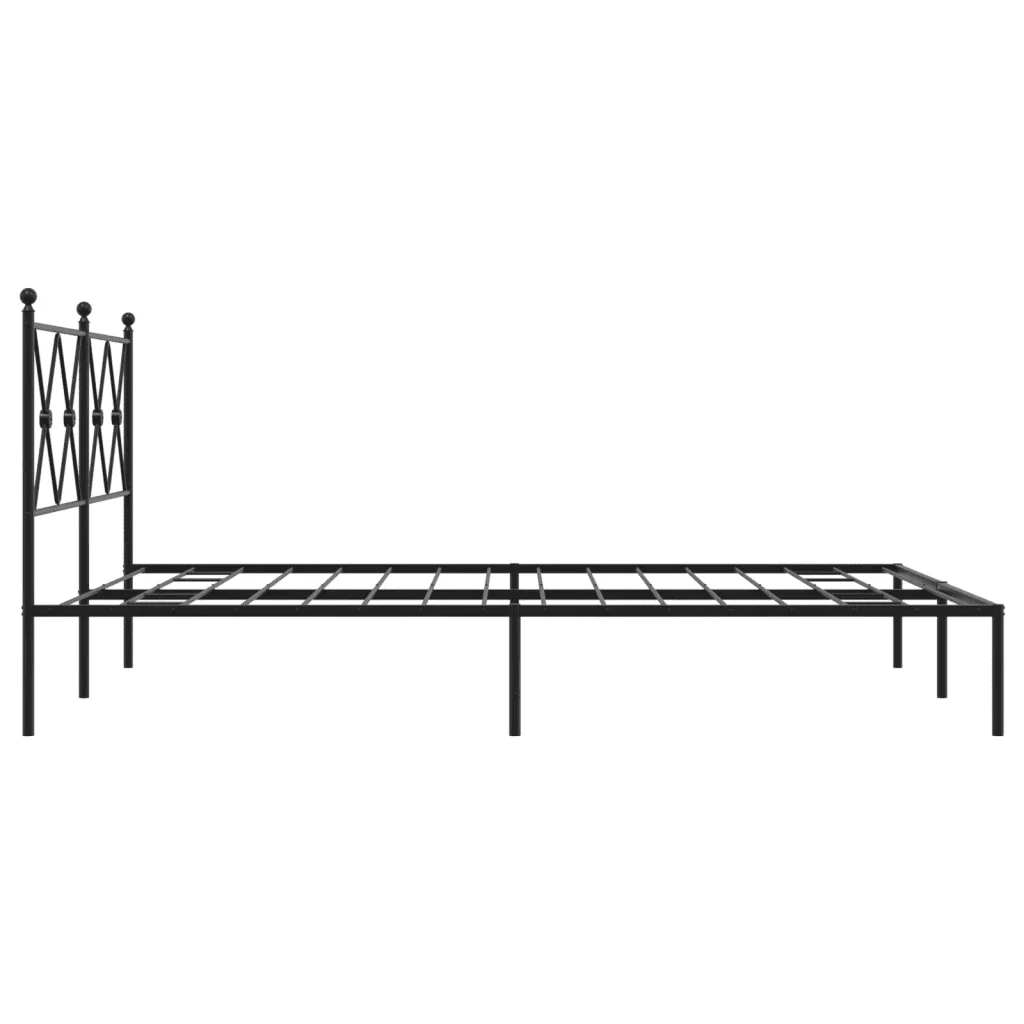 Letto matrimoniale | Letto per adulti | Giroletto con Testiera in Metallo Nero 140x190 cm - Image 5