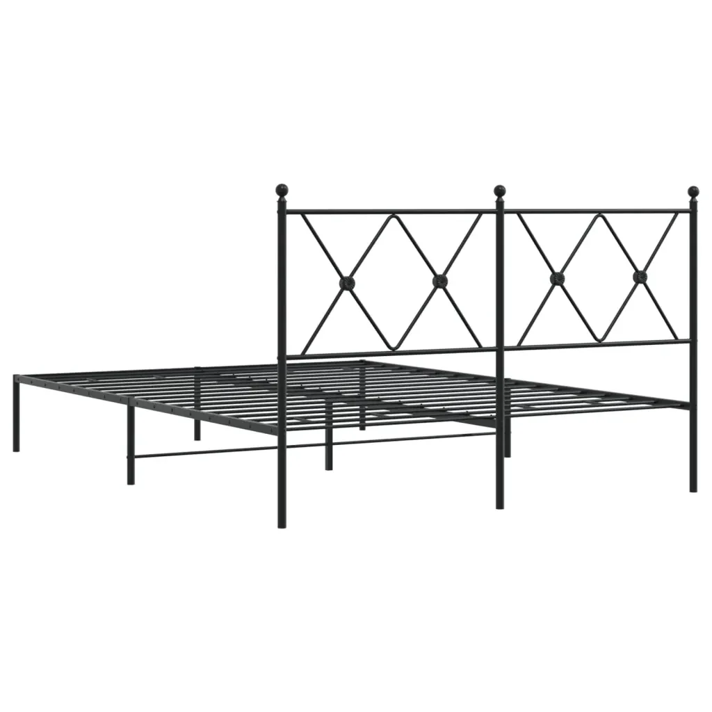 Letto matrimoniale | Letto per adulti | Giroletto con Testiera in Metallo Nero 140x190 cm - Image 6