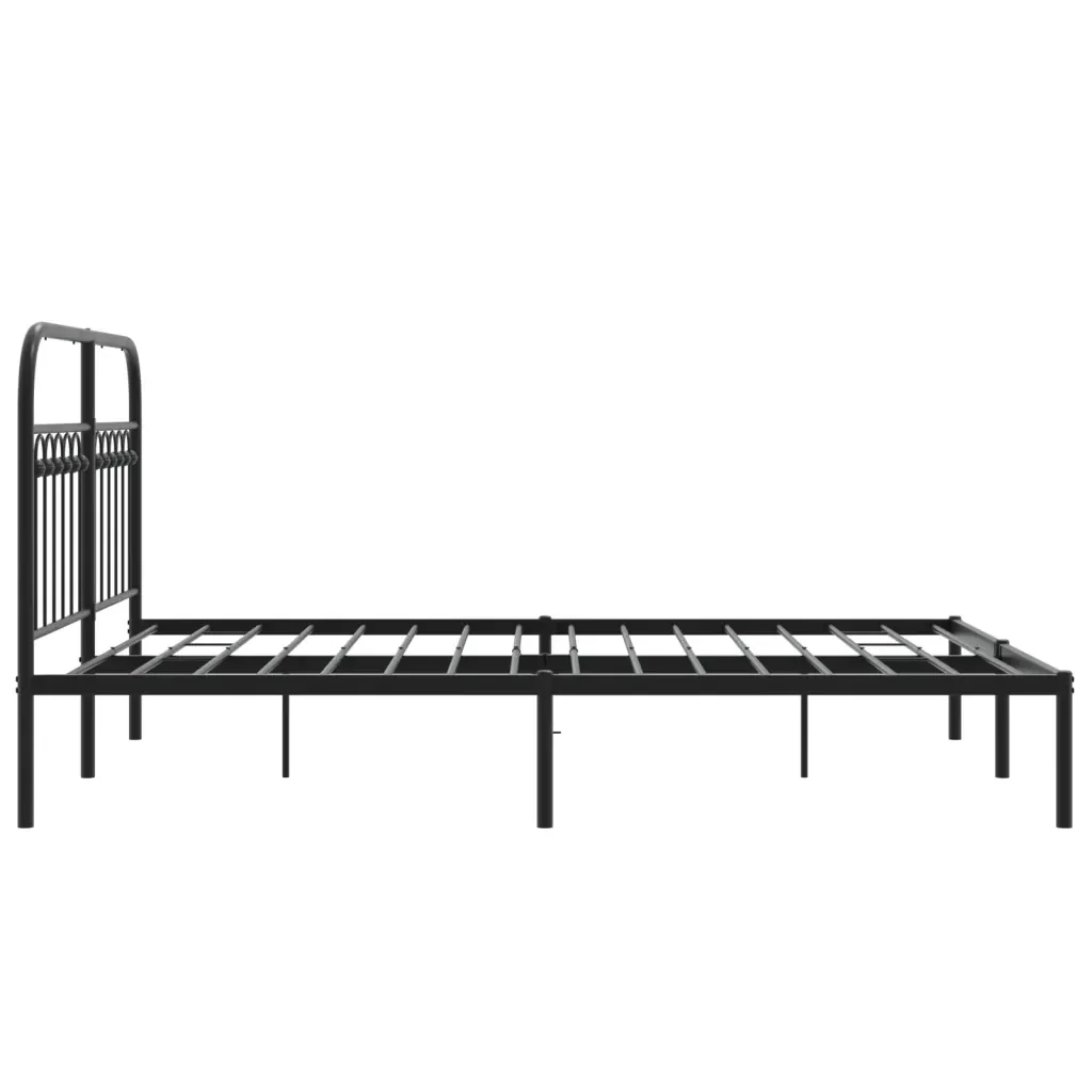 Letto matrimoniale | Letto per adulti | Giroletto con Testiera in Metallo Nero 140x190 cm - Image 5