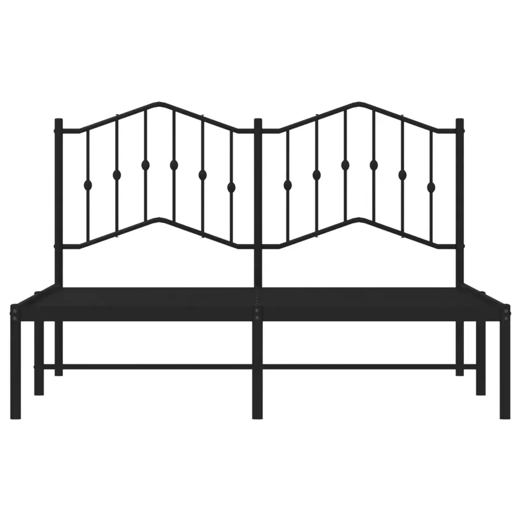 Letto matrimoniale | Letto per adulti | Giroletto con Testiera in Metallo Nero 140x190 cm - Image 5