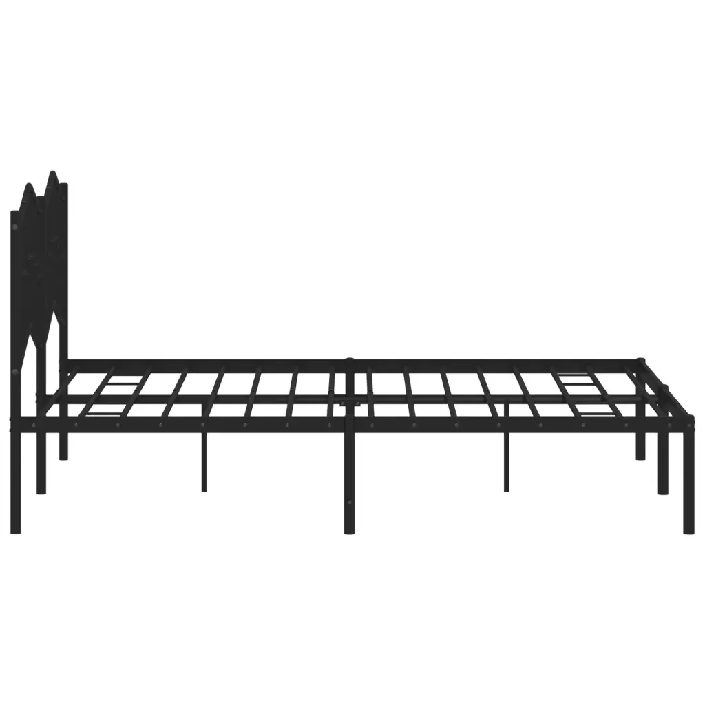 Letto matrimoniale | Letto per adulti | Giroletto con Testiera in Metallo Nero 140x190 cm - Image 6