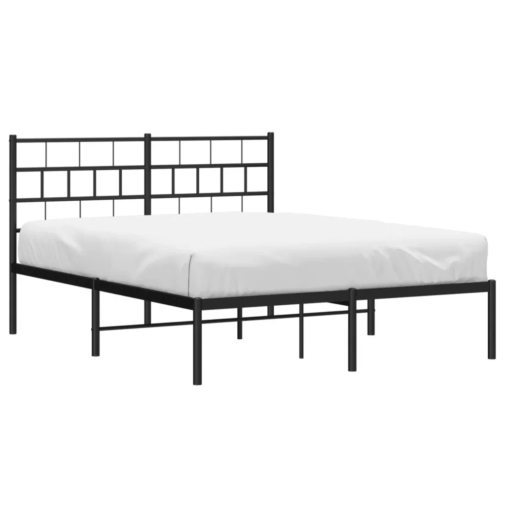 Letto matrimoniale | Letto per adulti | Giroletto con Testiera in Metallo Nero 140x190 cm - Image 3