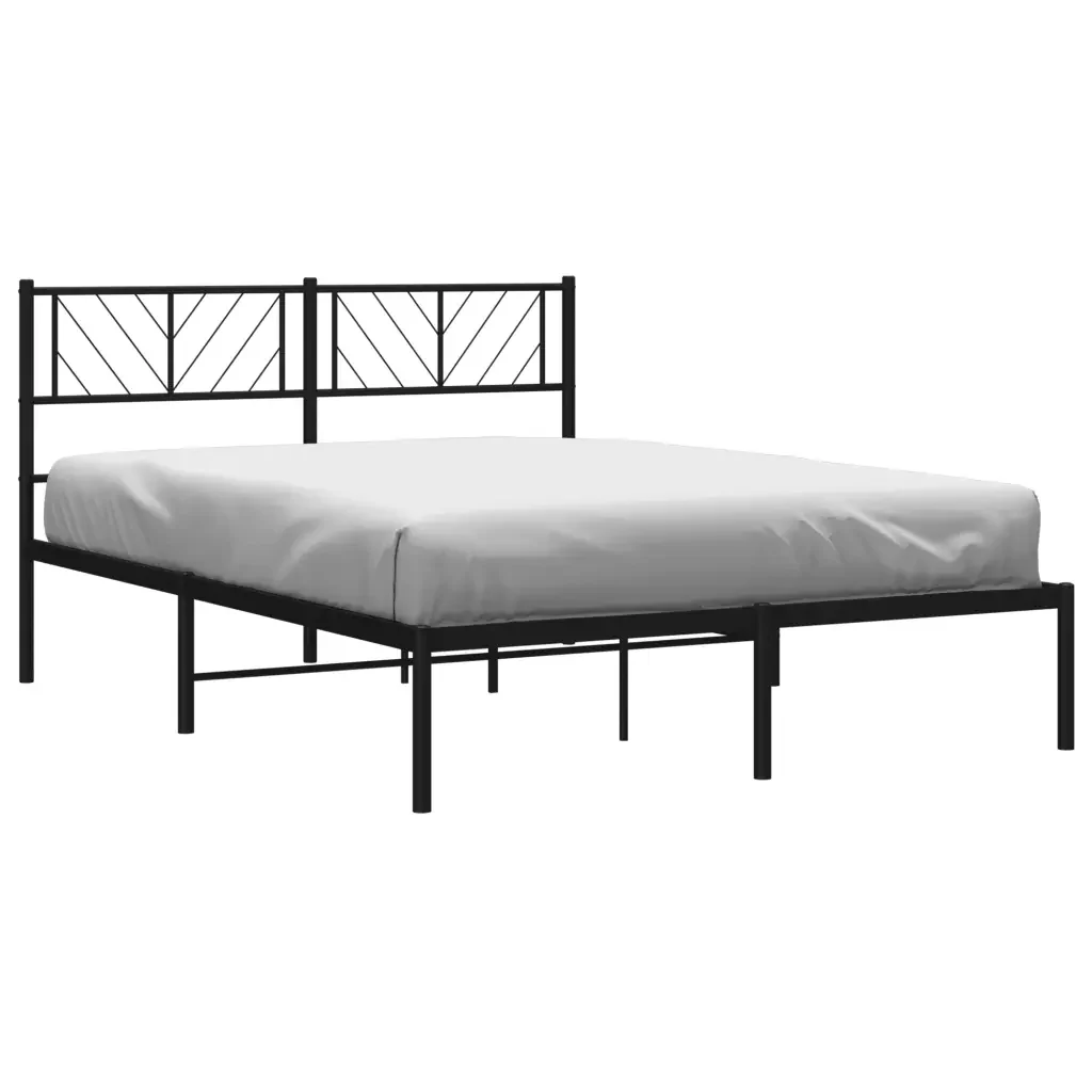 Letto matrimoniale | Letto per adulti | Giroletto con Testiera in Metallo Nero 140x190 cm - Image 3
