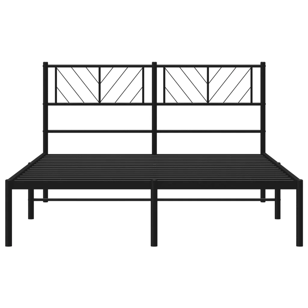 Letto matrimoniale | Letto per adulti | Giroletto con Testiera in Metallo Nero 140x190 cm - Image 5