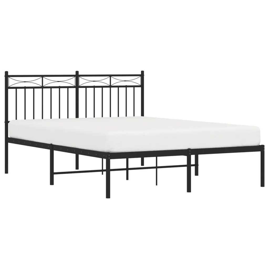 Letto matrimoniale | Letto per adulti | Giroletto con Testiera in Metallo Nero 140x190 cm - Image 4