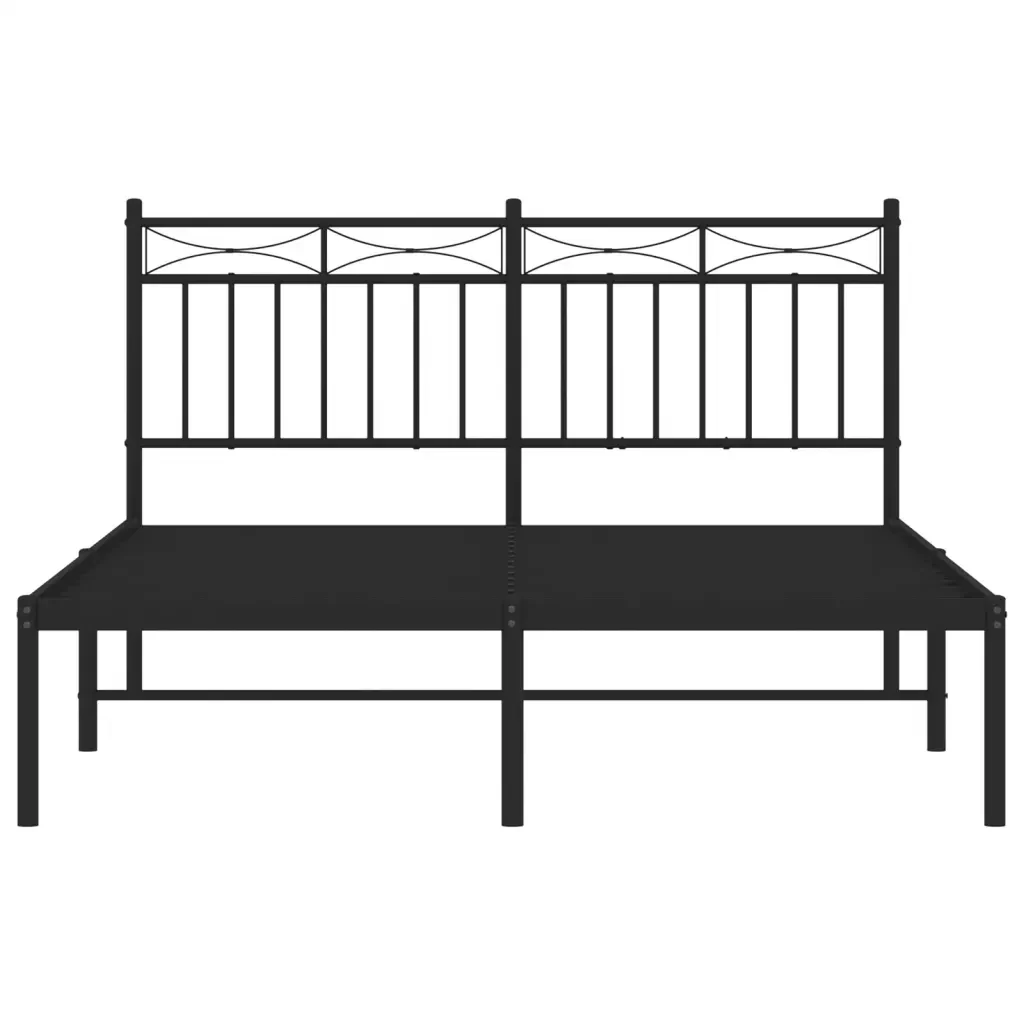 Letto matrimoniale | Letto per adulti | Giroletto con Testiera in Metallo Nero 140x190 cm - Image 5