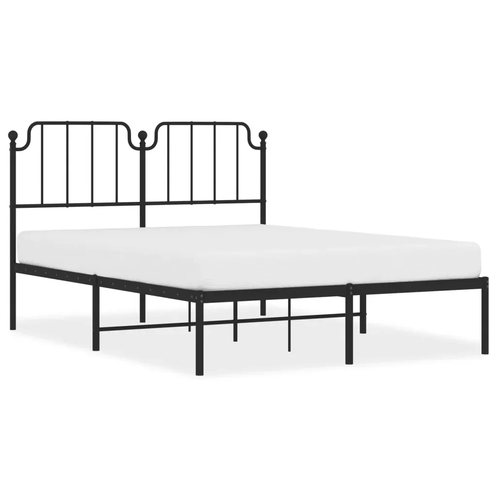 Letto matrimoniale | Letto per adulti | Giroletto con Testiera in Metallo Nero 140x190 cm