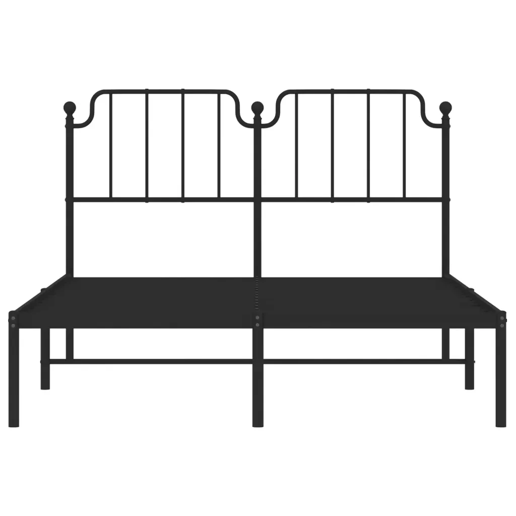 Letto matrimoniale | Letto per adulti | Giroletto con Testiera in Metallo Nero 140x190 cm - Image 5