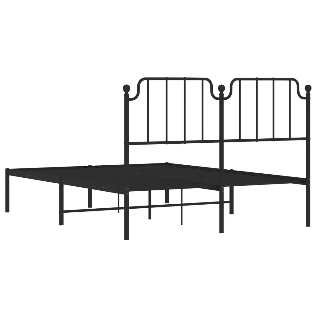 Letto matrimoniale | Letto per adulti | Giroletto con Testiera in Metallo Nero 140x190 cm - Image 7
