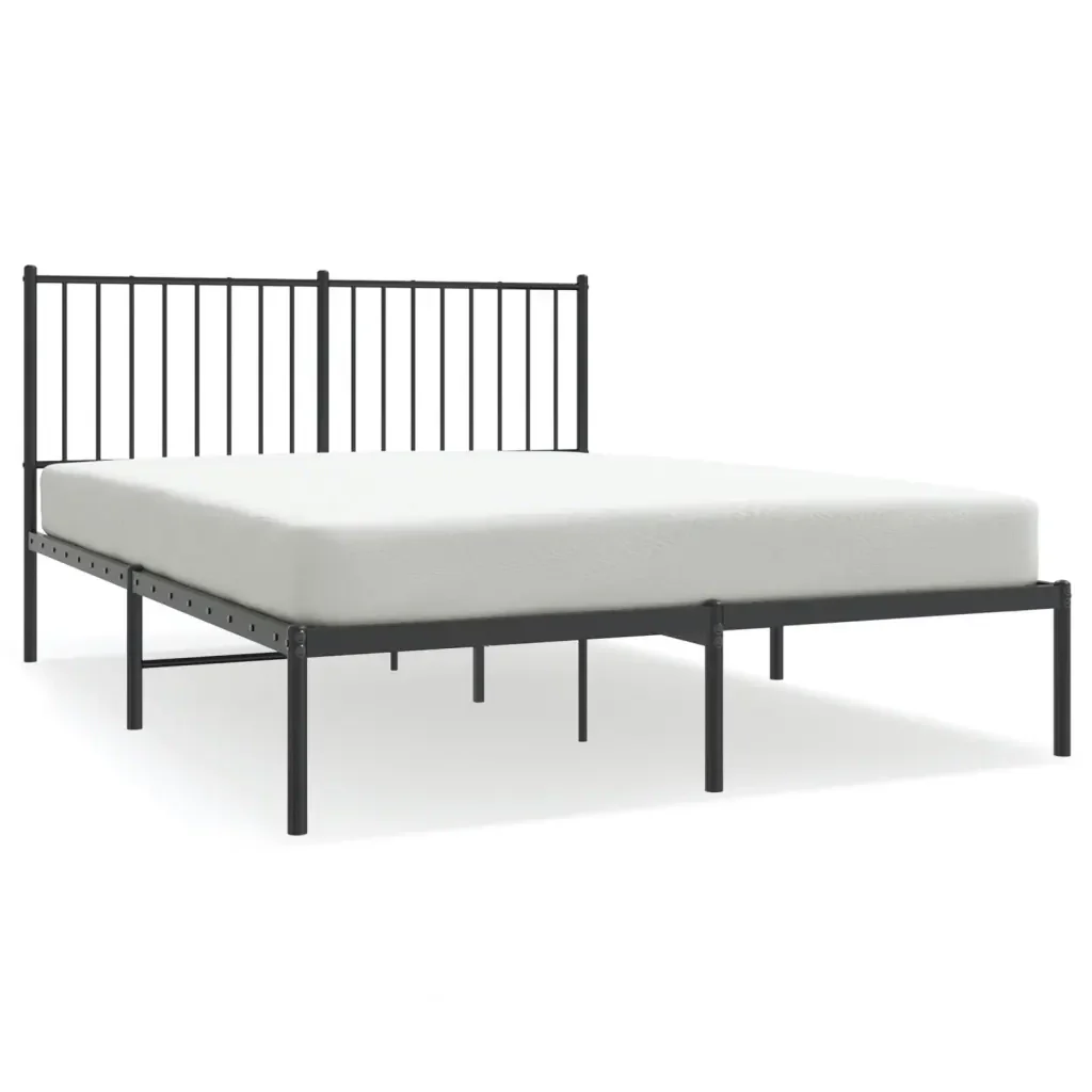 Letto matrimoniale | Letto per adulti | Giroletto con Testiera in Metallo Nero 140x190 cm
