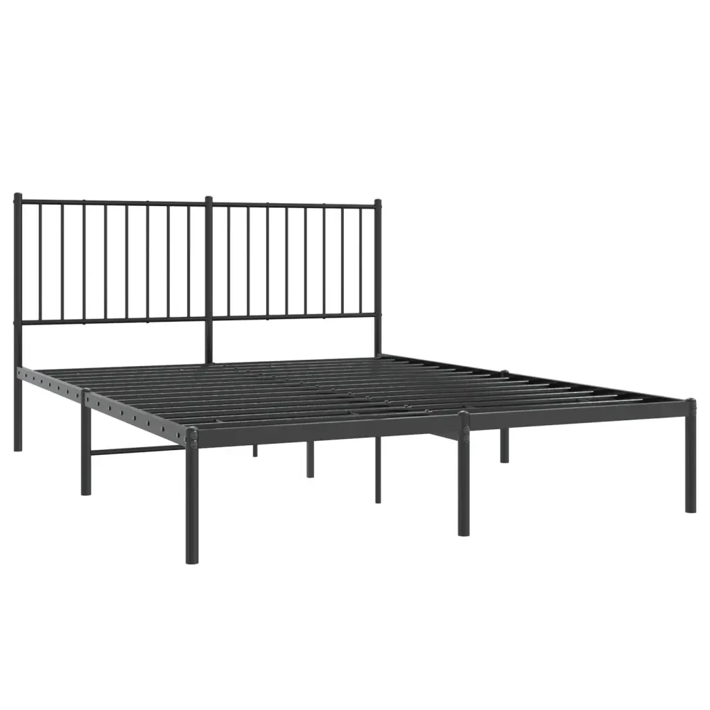 Letto matrimoniale | Letto per adulti | Giroletto con Testiera in Metallo Nero 140x190 cm - Image 3