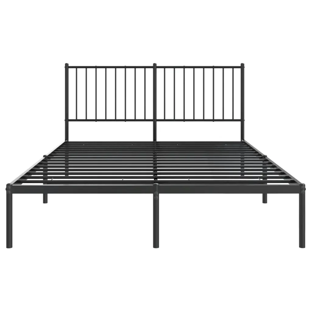Letto matrimoniale | Letto per adulti | Giroletto con Testiera in Metallo Nero 140x190 cm - Image 5