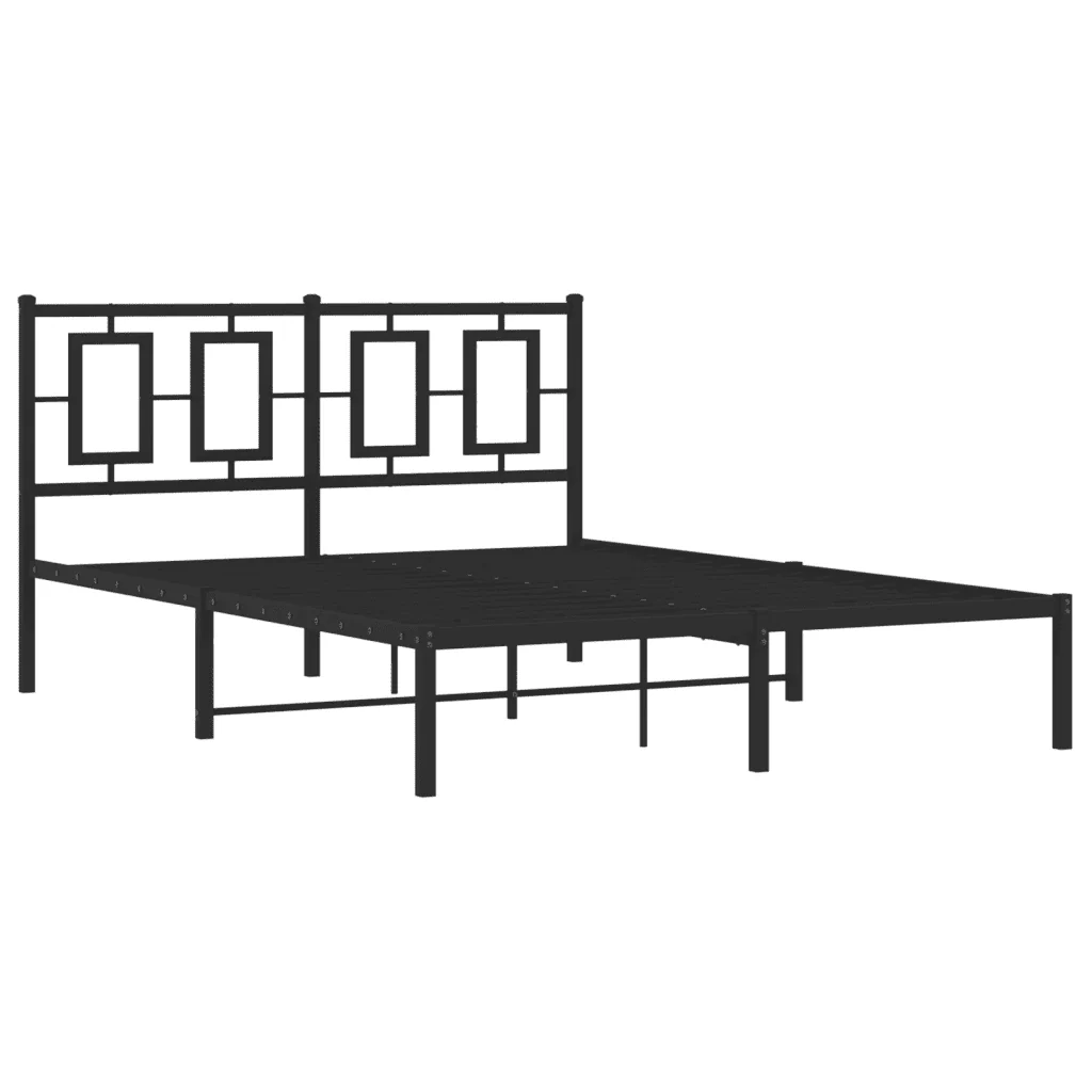 Letto matrimoniale | Letto per adulti | Giroletto con Testiera in Metallo Nero 140x190 cm - Image 4