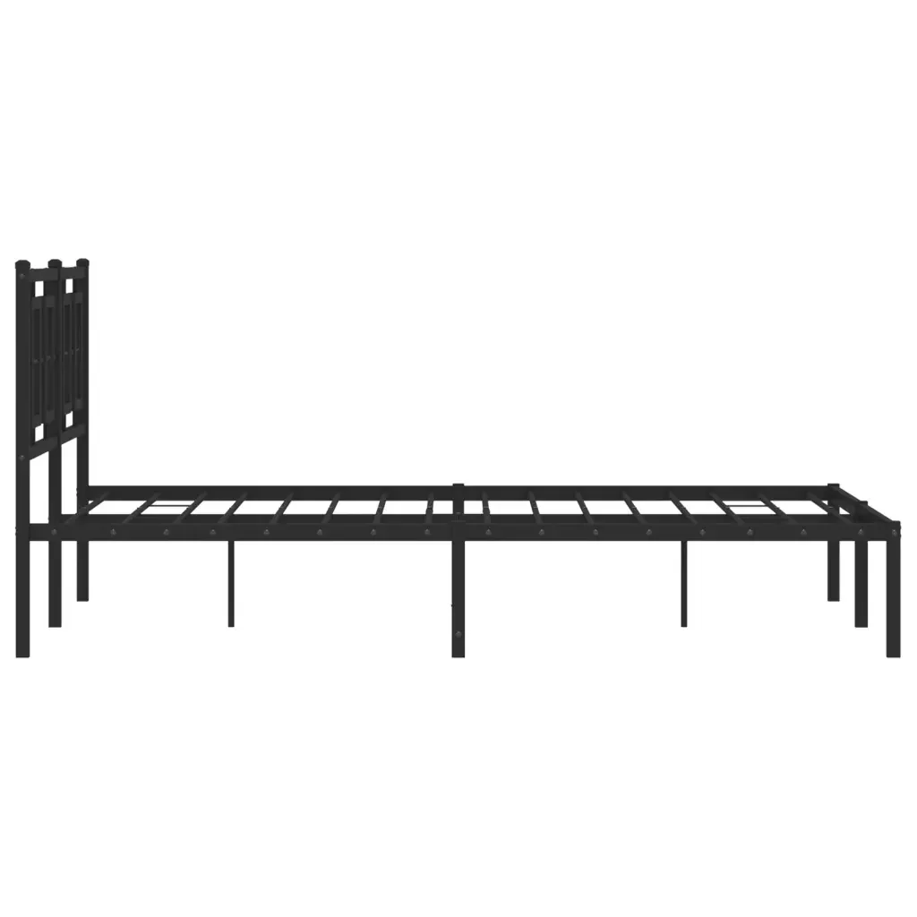 Letto matrimoniale | Letto per adulti | Giroletto con Testiera in Metallo Nero 140x190 cm - Image 6