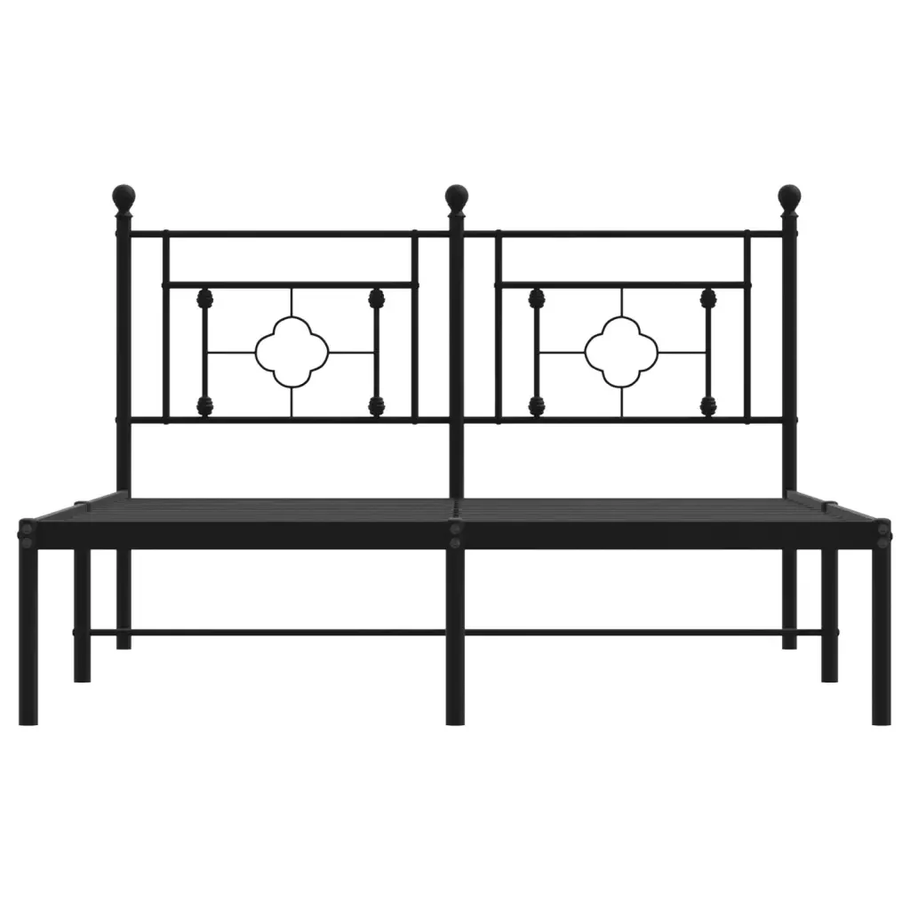 Letto matrimoniale | Letto per adulti | Giroletto con Testiera in Metallo Nero 140x190 cm - Image 5
