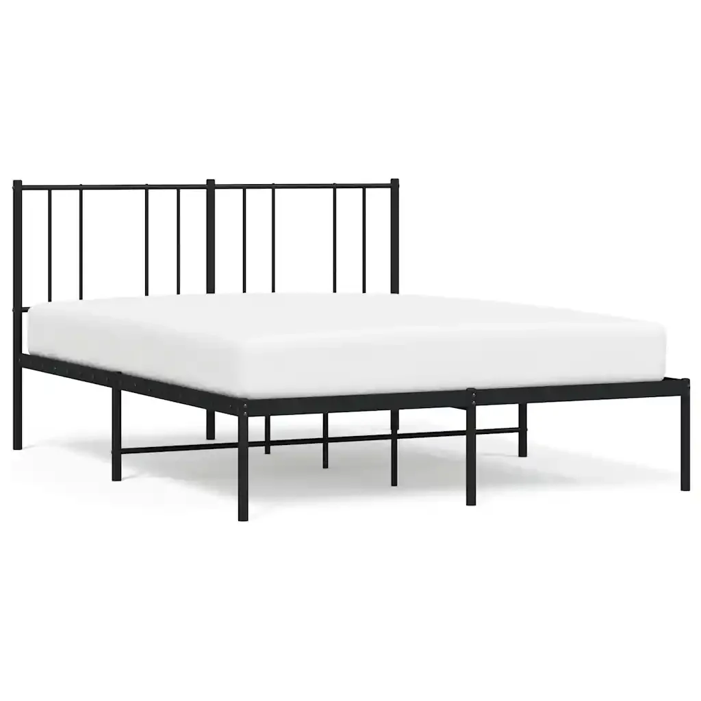 Letto matrimoniale | Letto per adulti | Giroletto con Testiera in Metallo Nero 140x190 cm