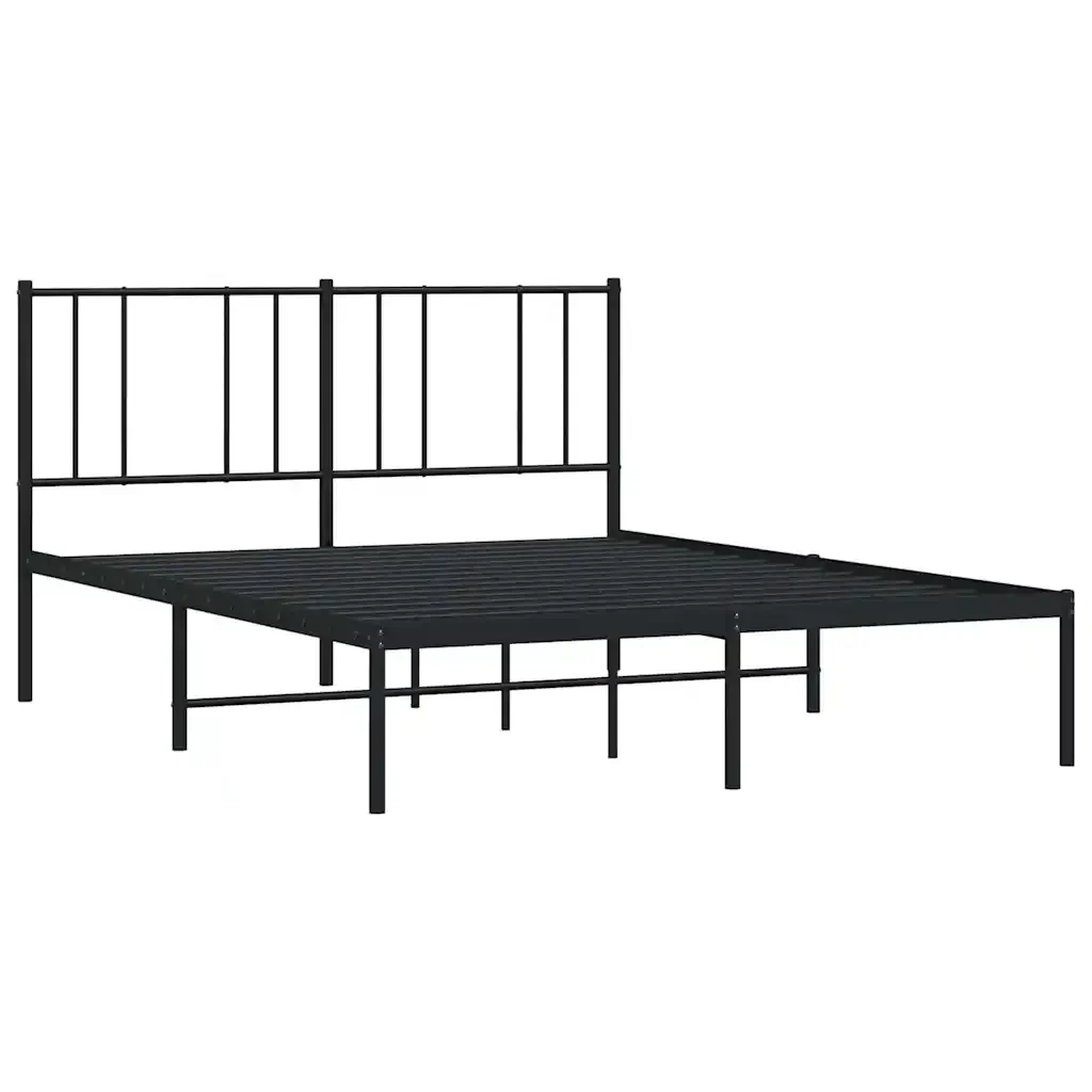 Letto matrimoniale | Letto per adulti | Giroletto con Testiera in Metallo Nero 140x190 cm - Image 4