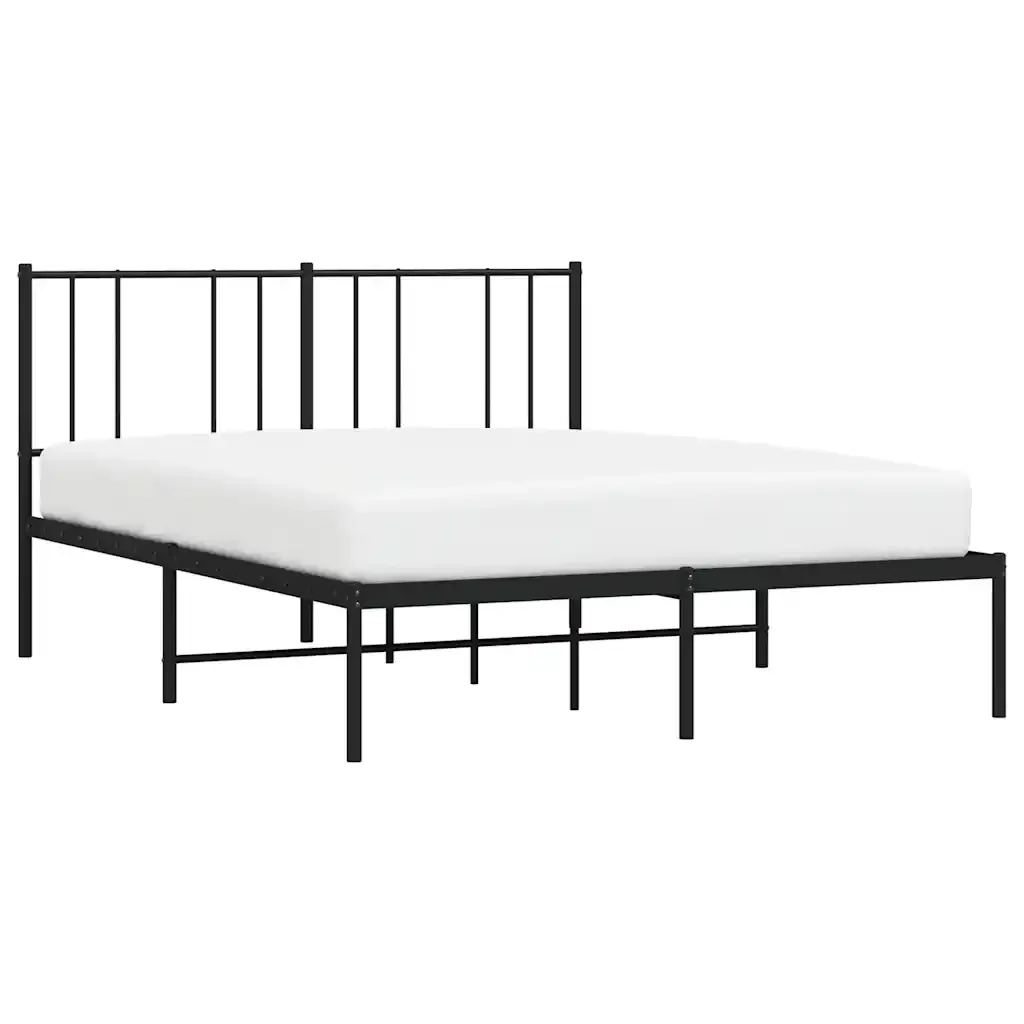 Letto matrimoniale | Letto per adulti | Giroletto con Testiera in Metallo Nero 140x190 cm - Image 5