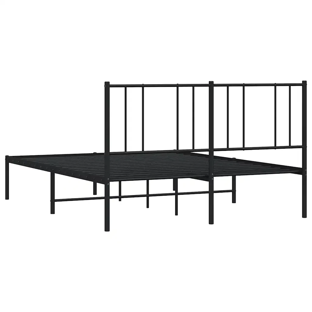 Letto matrimoniale | Letto per adulti | Giroletto con Testiera in Metallo Nero 140x190 cm - Image 8