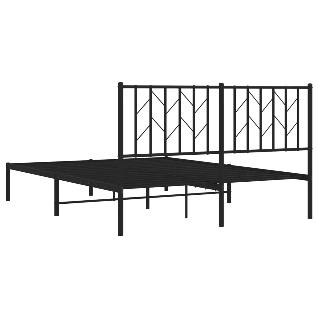Letto matrimoniale | Letto per adulti | Giroletto con Testiera in Metallo Nero 140x190 cm - Image 7