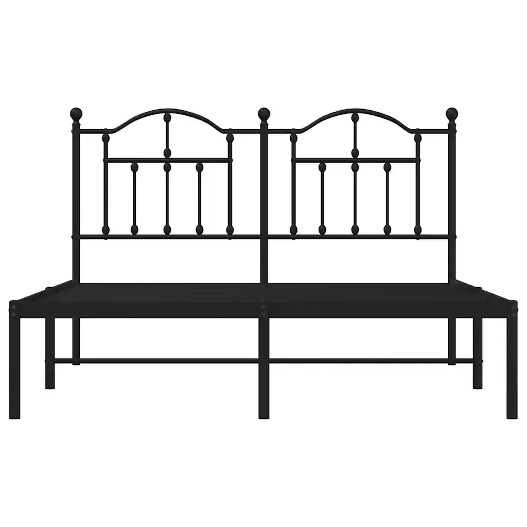 Letto matrimoniale | Letto per adulti | Giroletto con Testiera in Metallo Nero 140x200 cm - Image 5