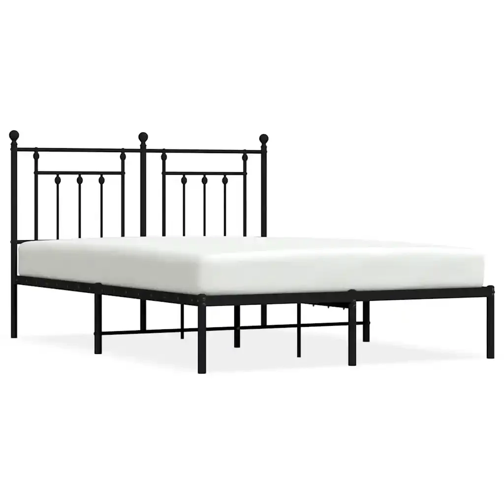 Letto matrimoniale | Letto per adulti | Giroletto con Testiera in Metallo Nero 140x200 cm
