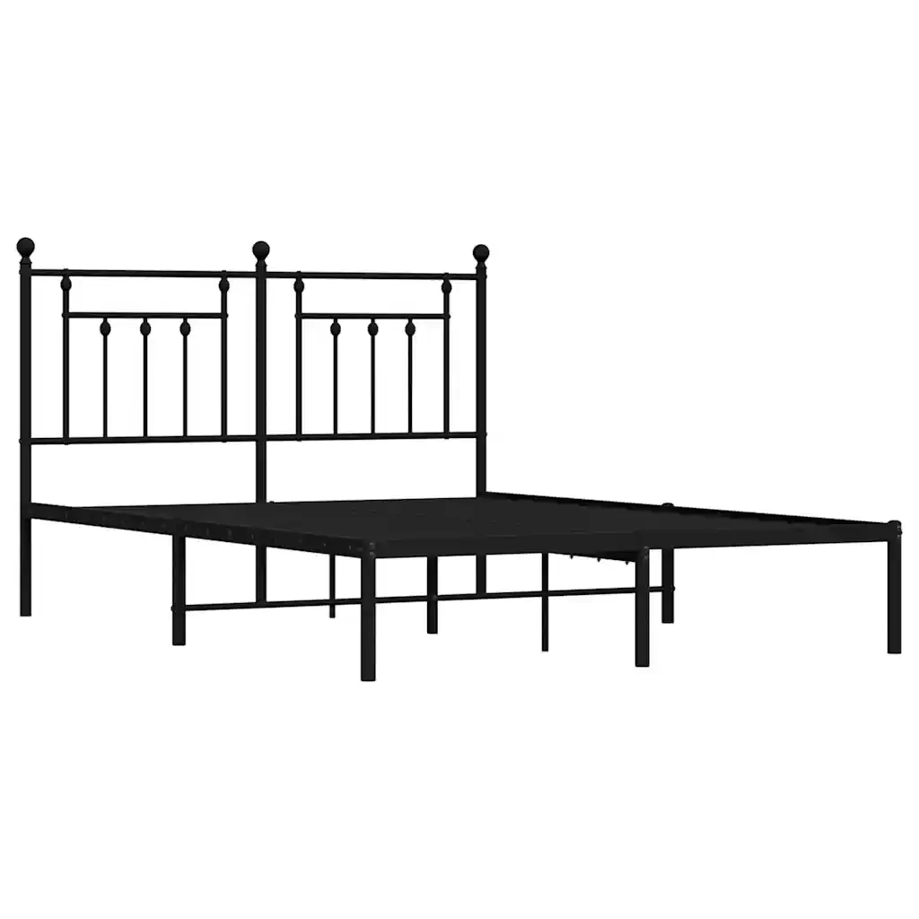 Letto matrimoniale | Letto per adulti | Giroletto con Testiera in Metallo Nero 140x200 cm - Image 3