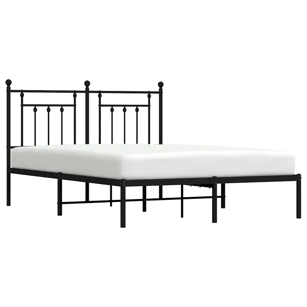 Letto matrimoniale | Letto per adulti | Giroletto con Testiera in Metallo Nero 140x200 cm - Image 5