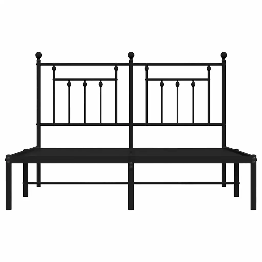 Letto matrimoniale | Letto per adulti | Giroletto con Testiera in Metallo Nero 140x200 cm - Image 6