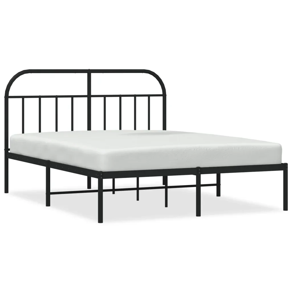 Letto matrimoniale | Letto per adulti | Giroletto con Testiera in Metallo Nero 140x200 cm