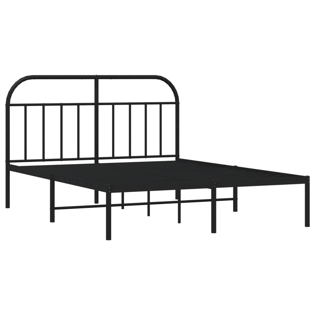 Letto matrimoniale | Letto per adulti | Giroletto con Testiera in Metallo Nero 140x200 cm - Image 4