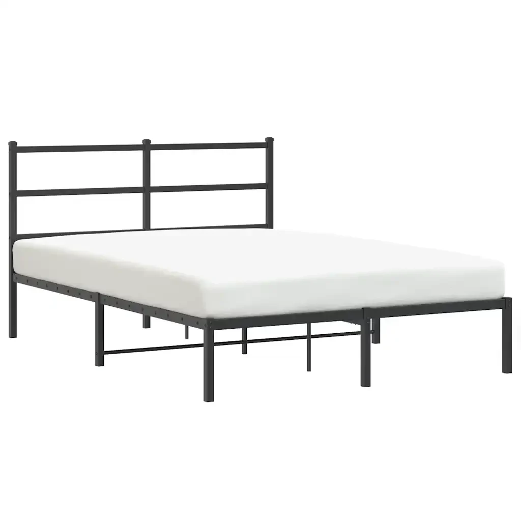 Letto matrimoniale | Letto per adulti | Giroletto con Testiera in Metallo Nero 140x200 cm